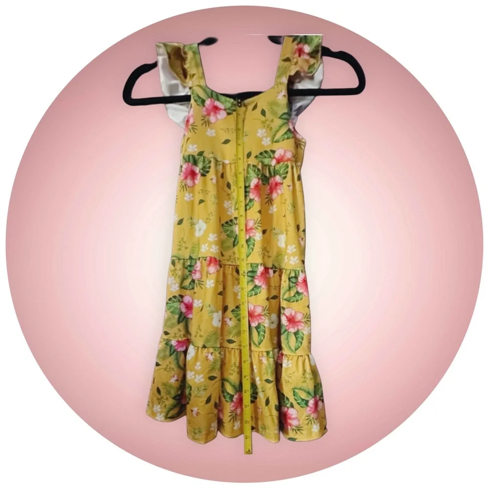 Yellow Flower Dress Girls Size 5/6 - Picture 3 of 4